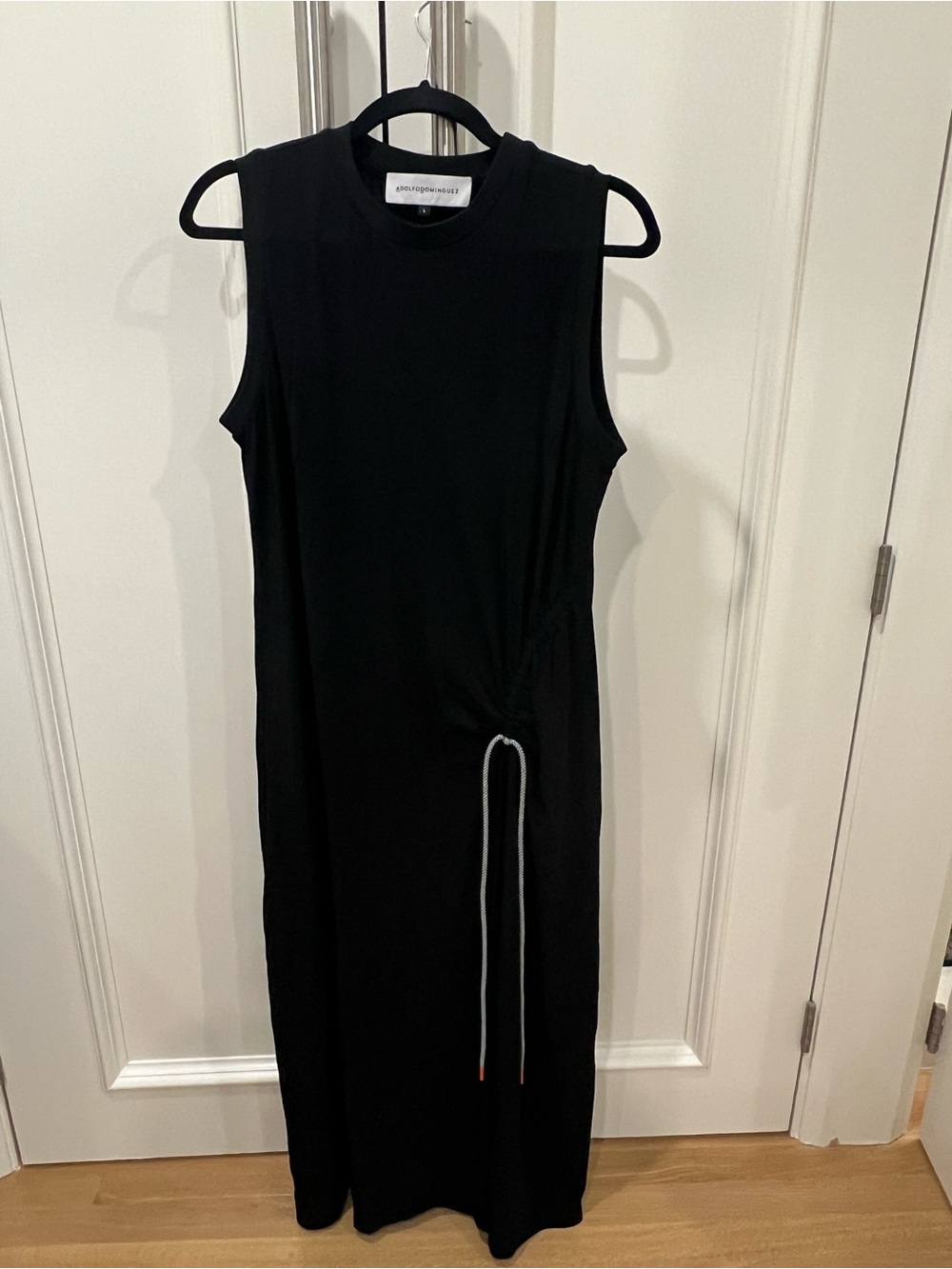 Adolfo Dominguez Black Sleeveless Maxi Dress with Drawstring Detail